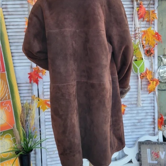 HIDE SOCIETY HiSO Suede Vintage Sherpa boho longline coat - Picture 11 of 16